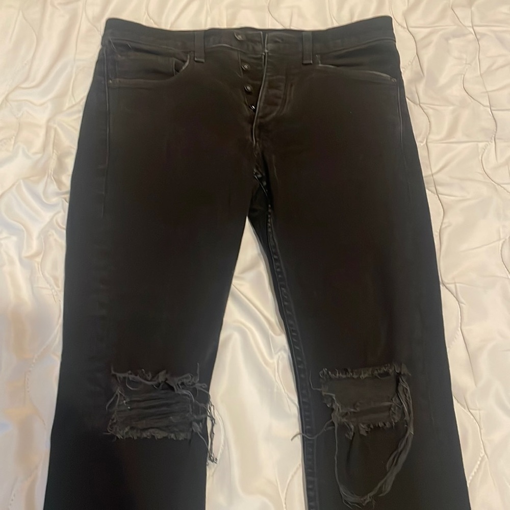 Rag & Bone Ripped Black Denim Jeans